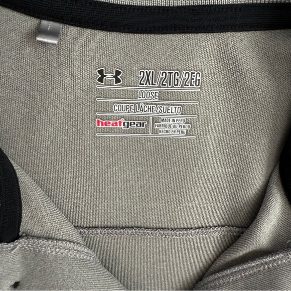 Under Armour Heat Gear Gray Polo Golf Sporty Collared Shirt Solid Men 2XL EUC - Picture 2 of 8